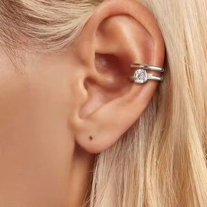 New GRA Moissanite Diamond Ear Cuff, Certified